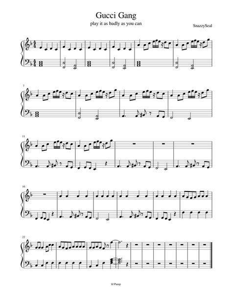 gucci gang sheet music piano|Gucci Gang .